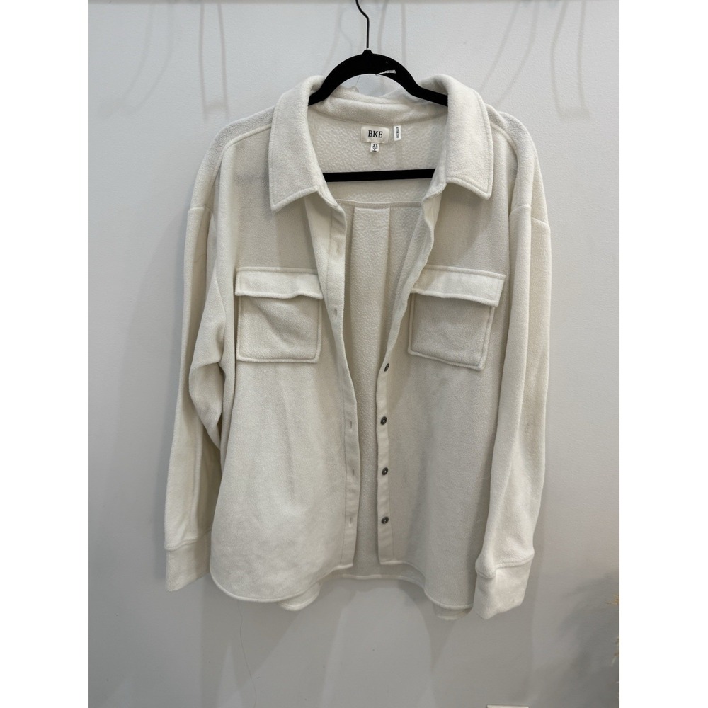 Women's White Trendy Spring BKE Light Weight Shacket Size XL
